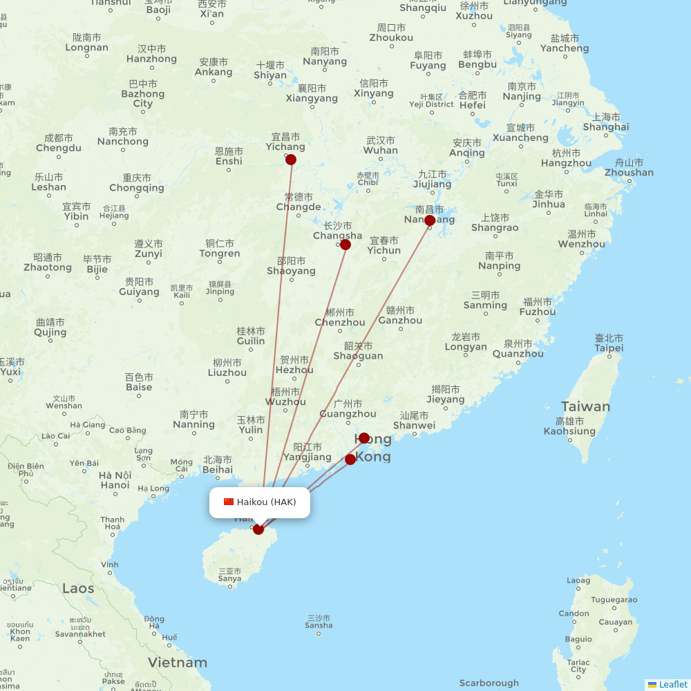 Donghai Airlines at HAK route map