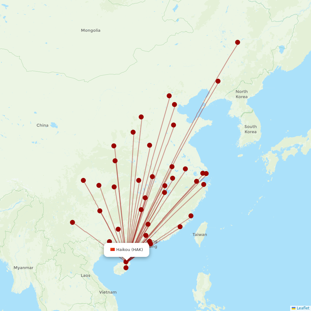 Hainan Airlines at HAK route map