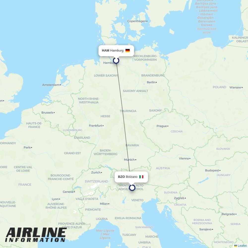 Sky Alps routes from HAM