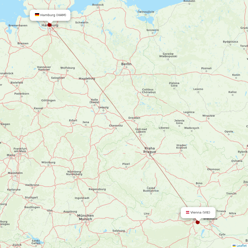 Austrian at HAM route map