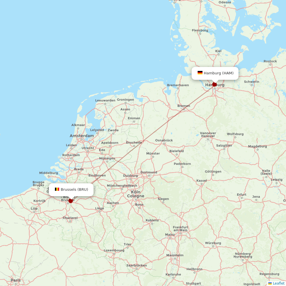 Brussels Airlines at HAM route map