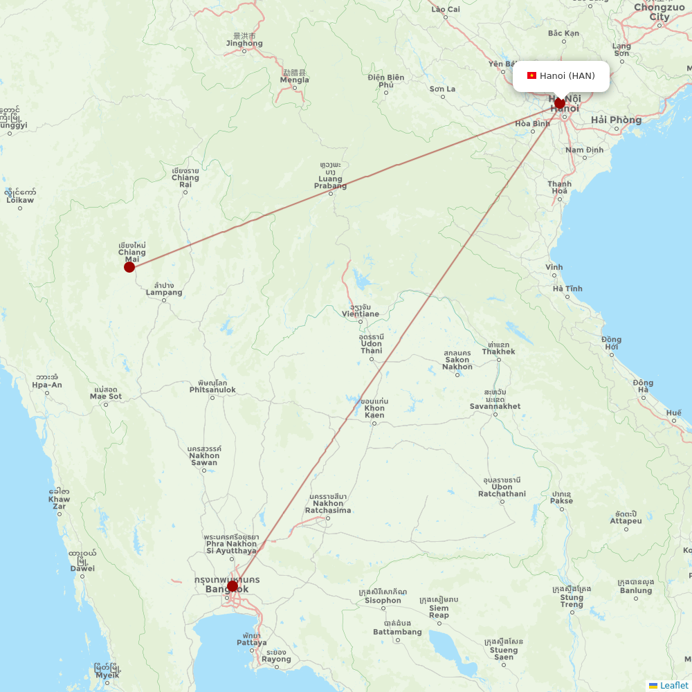 Thai AirAsia at HAN route map