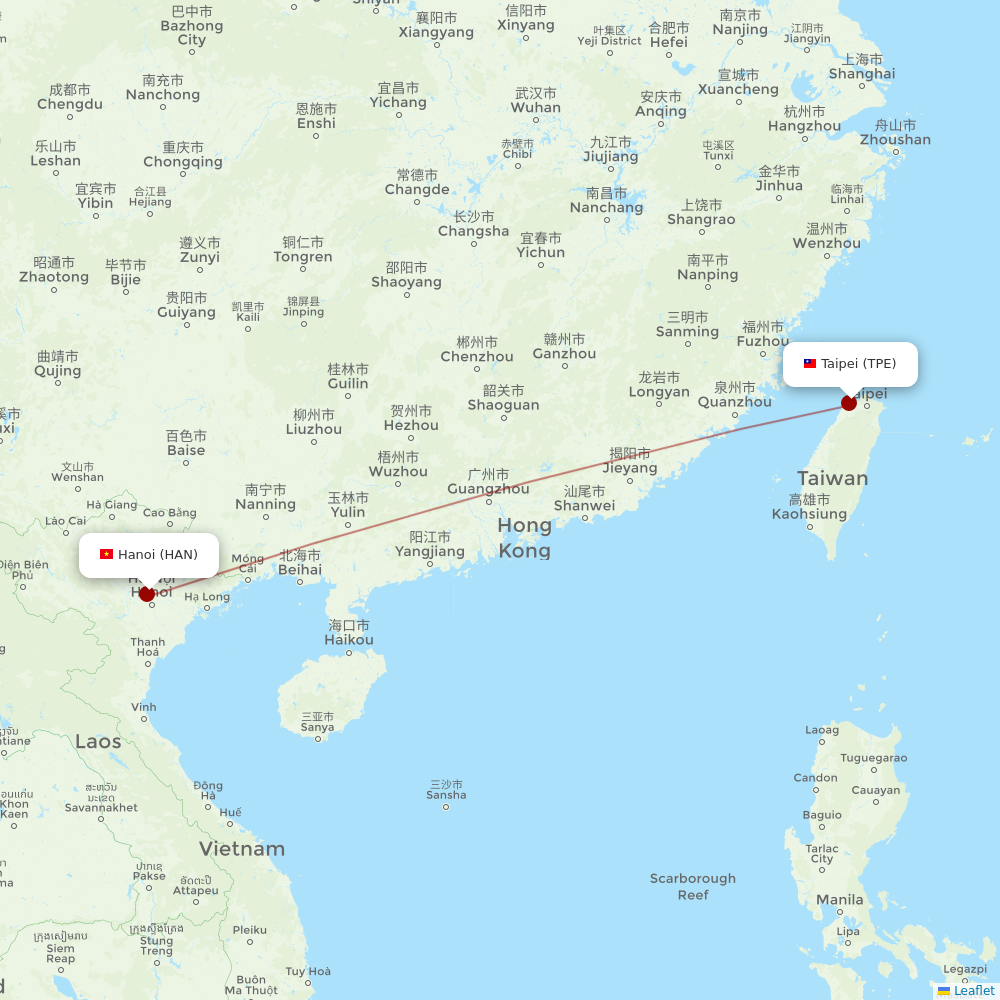 Starlux Airlines at HAN route map