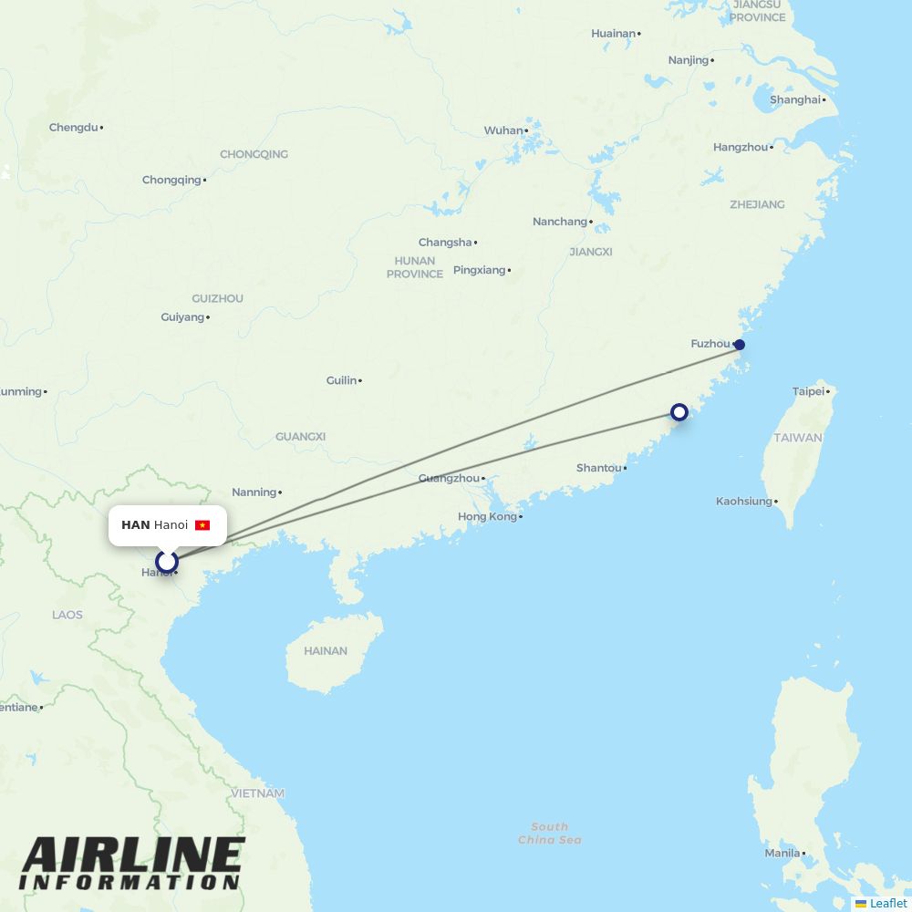 XiamenAir routes from HAN
