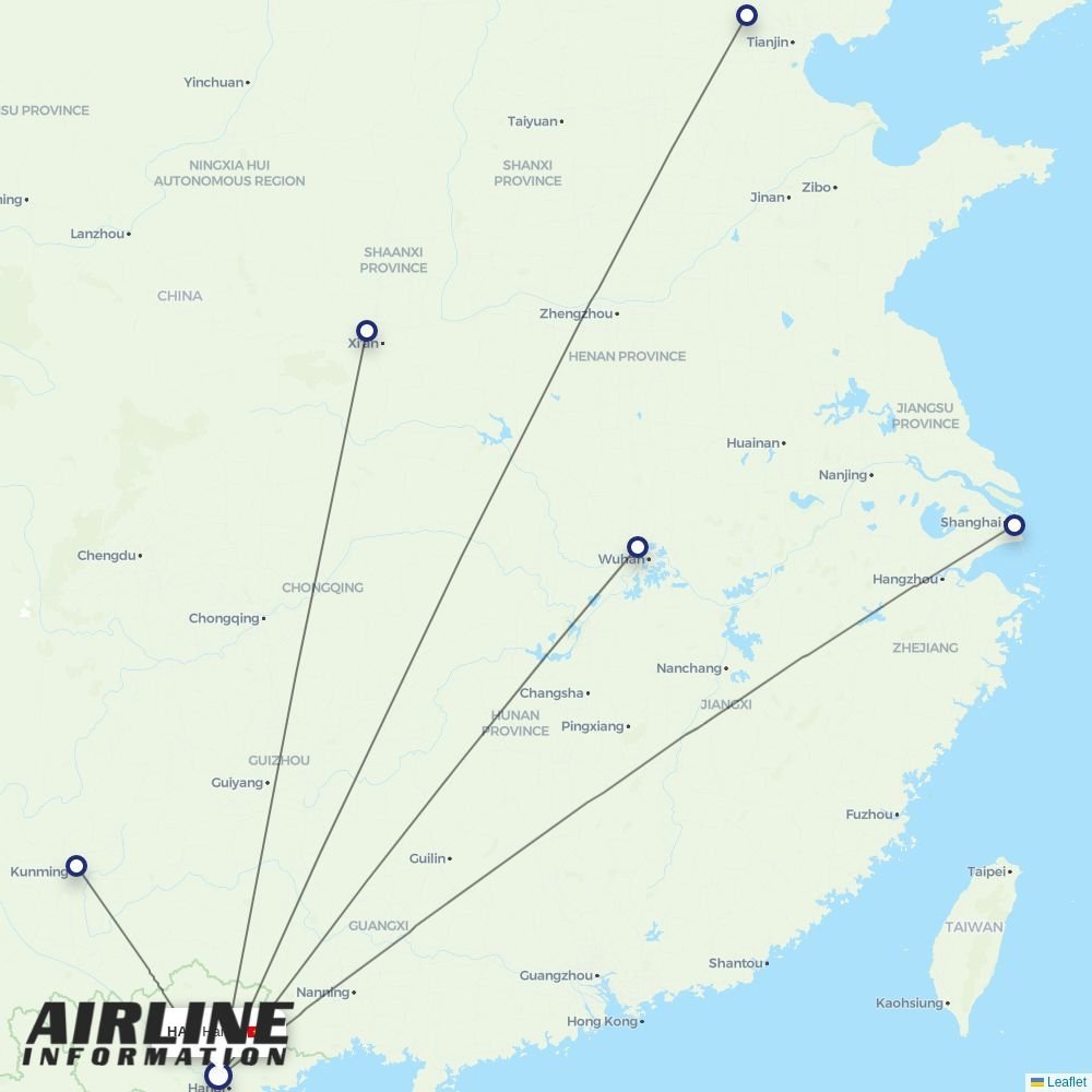 China Eastern routes from HAN