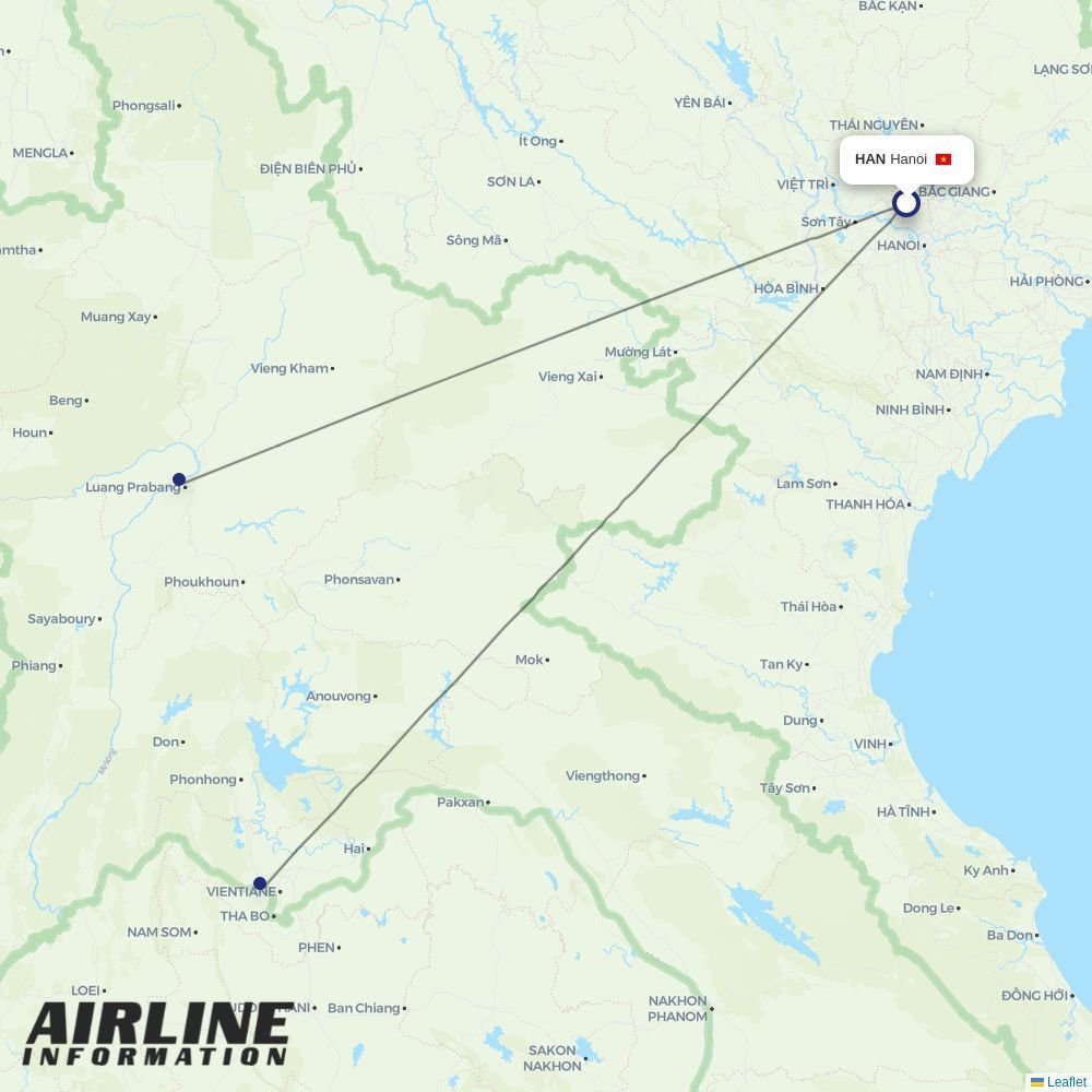 Lao Airlines routes from HAN
