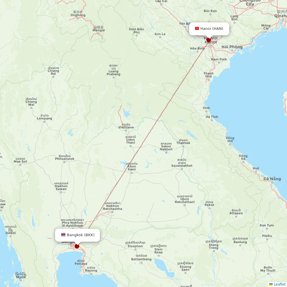 Thai Smile at HAN route map