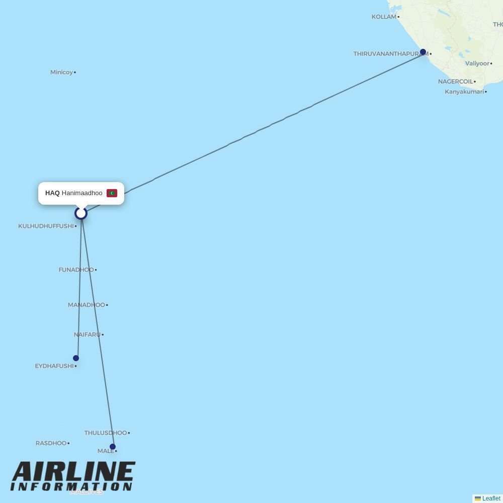 Maldivian routes from HAQ