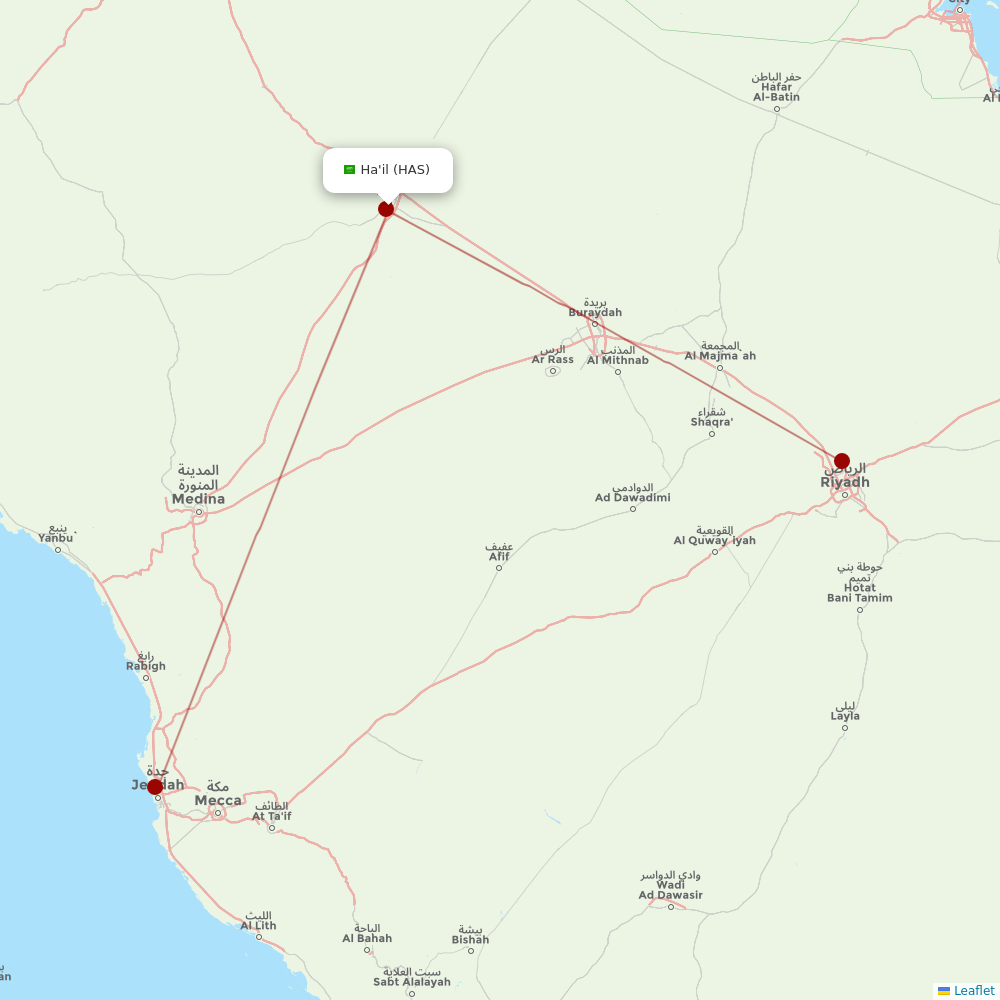 Saudia at HAS route map