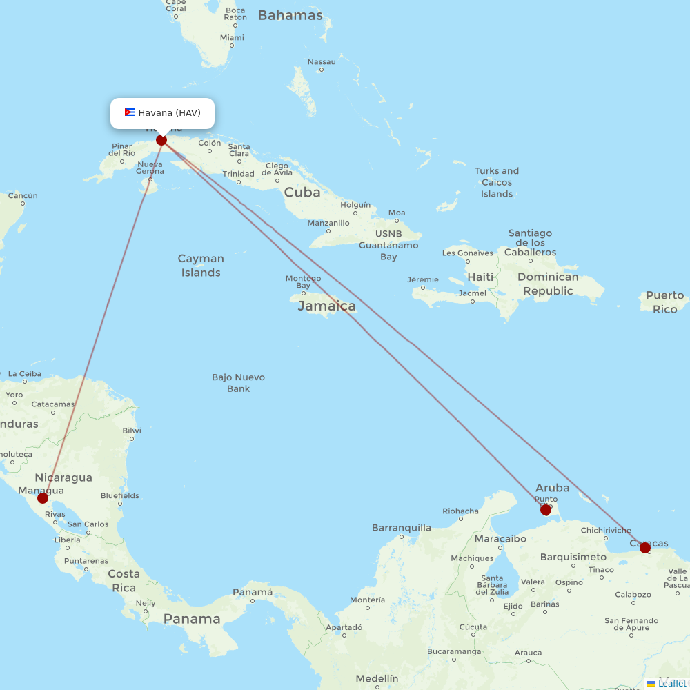 Conviasa at HAV route map