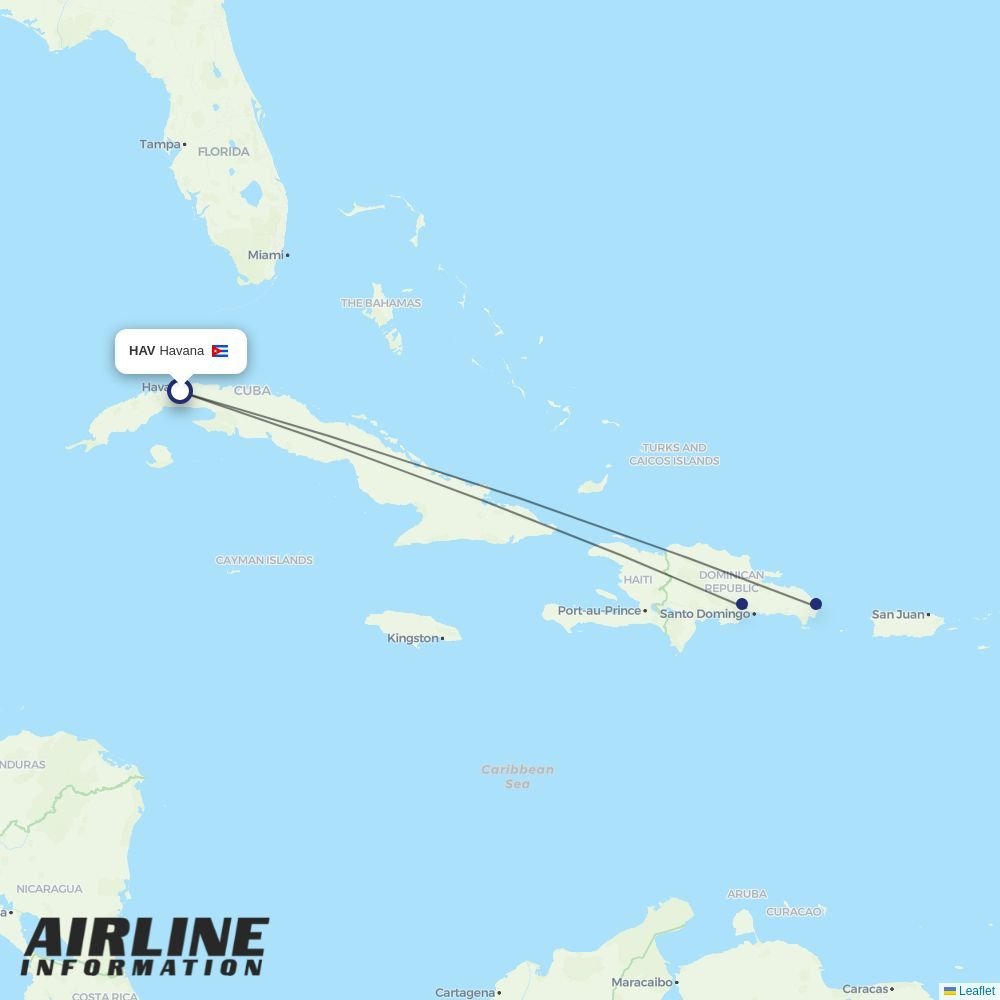 Air Century routes from HAV
