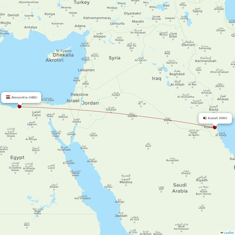 Jazeera Airways at HBE route map