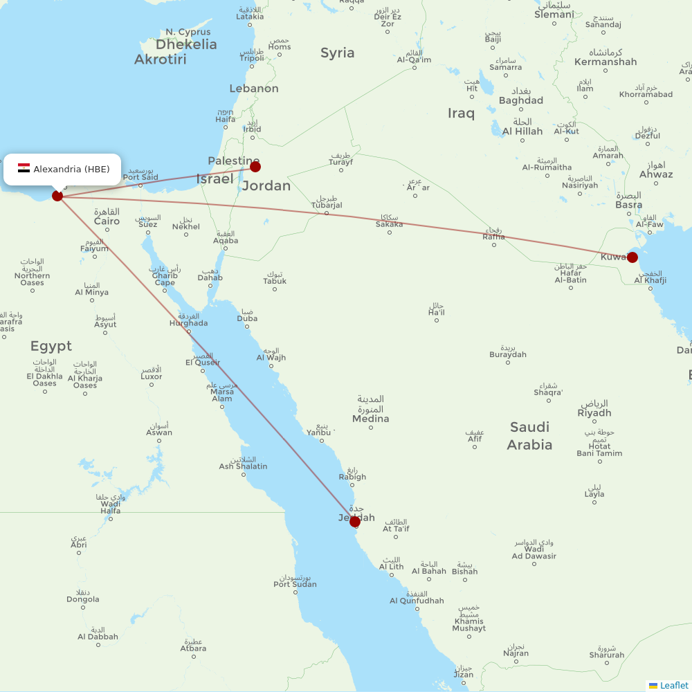 Air Cairo at HBE route map
