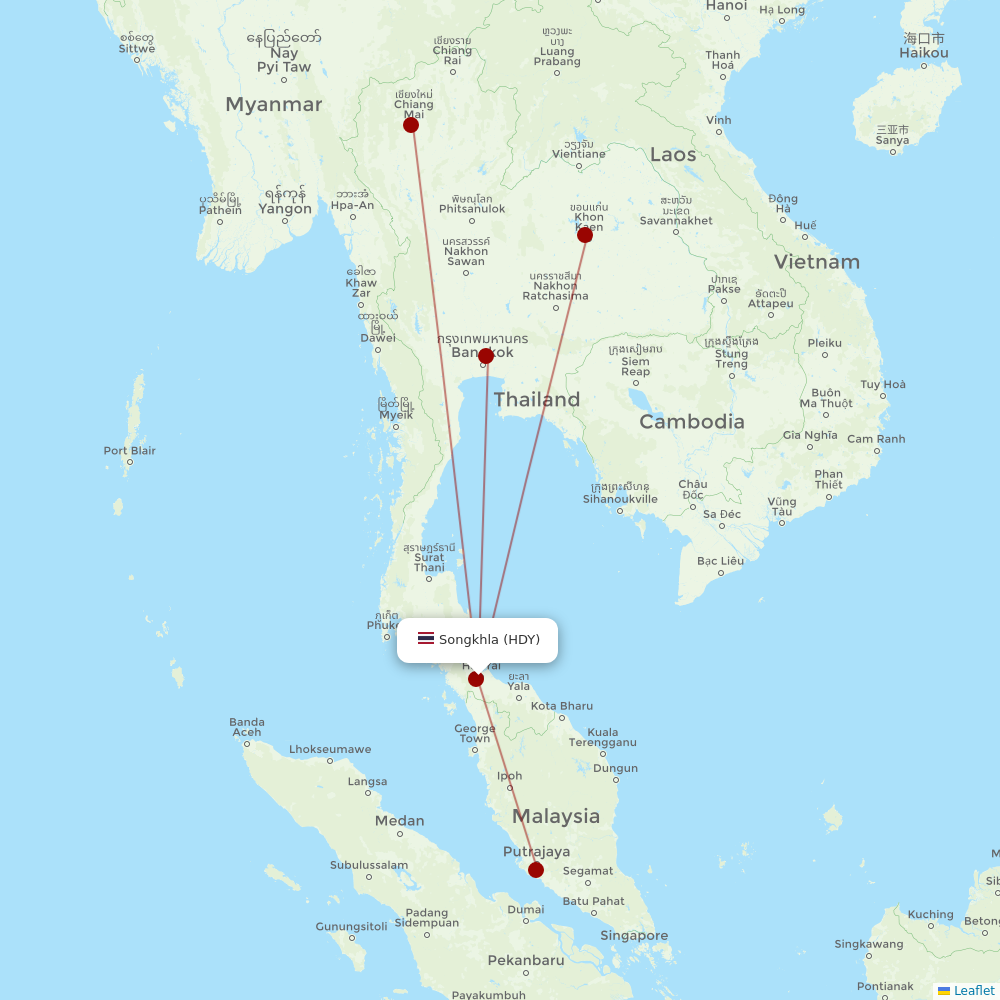 Thai AirAsia at HDY route map