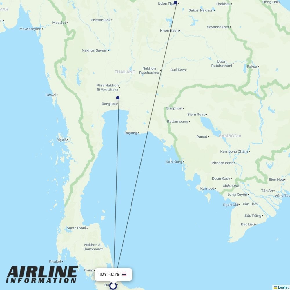 Thai Lion Air routes from HDY