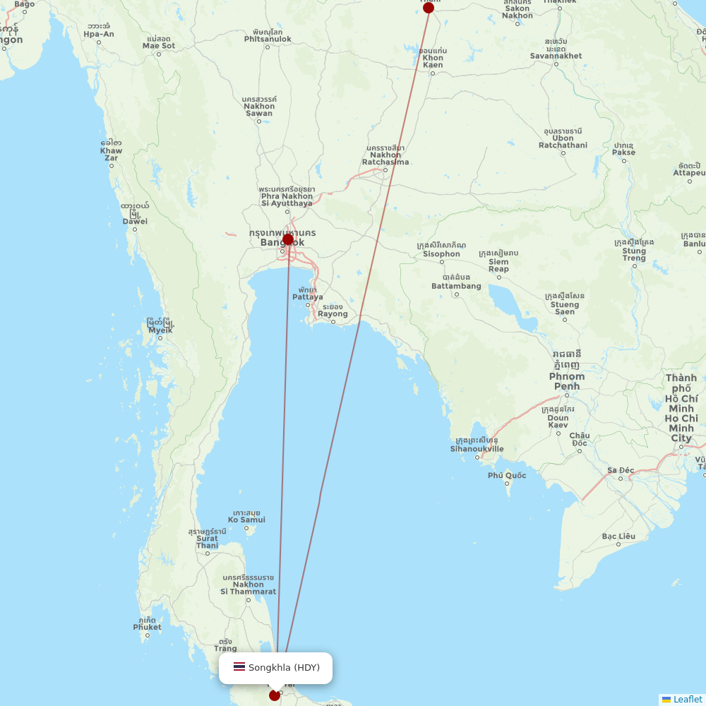 Thai Lion Air at HDY route map