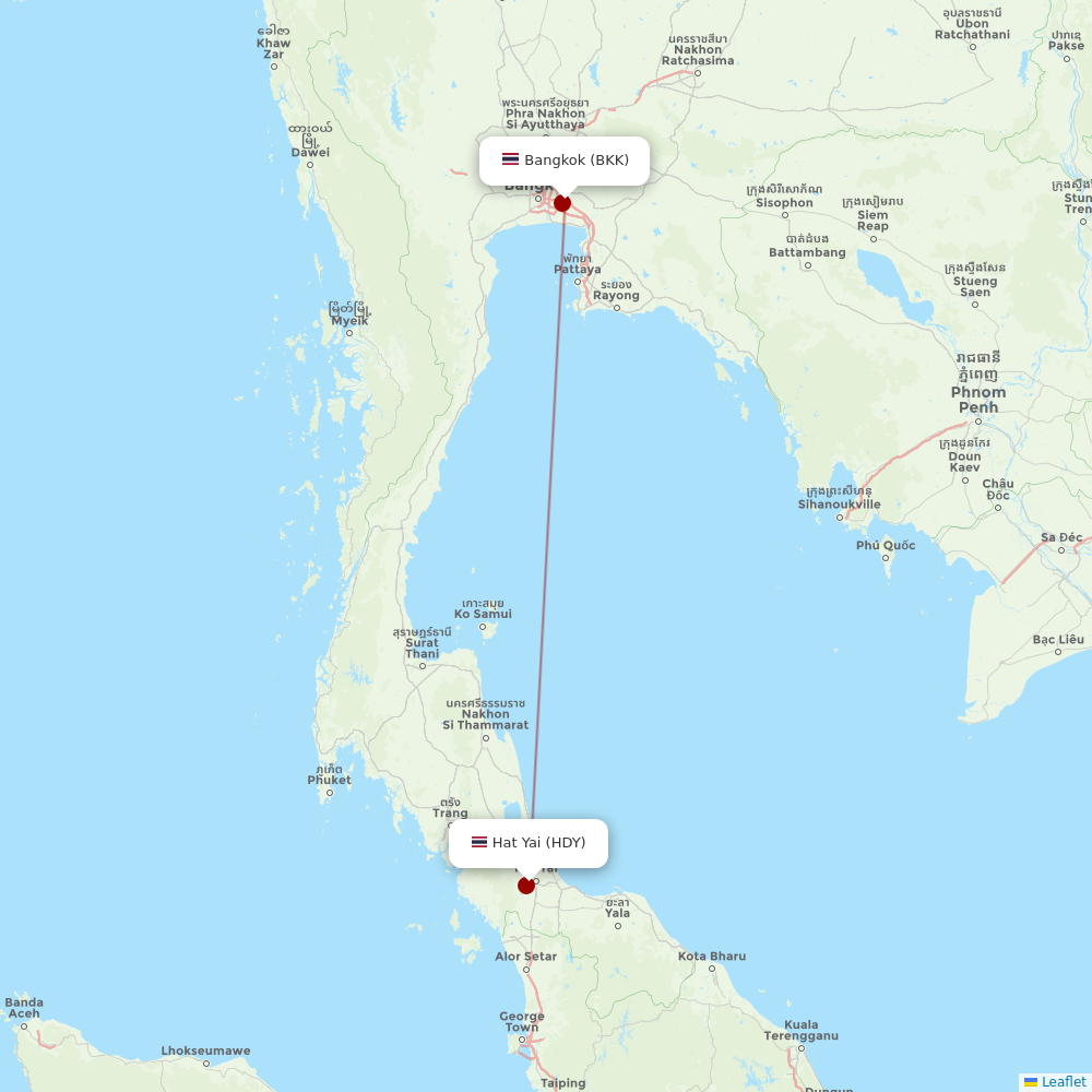 Thai Vietjet Air at HDY route map