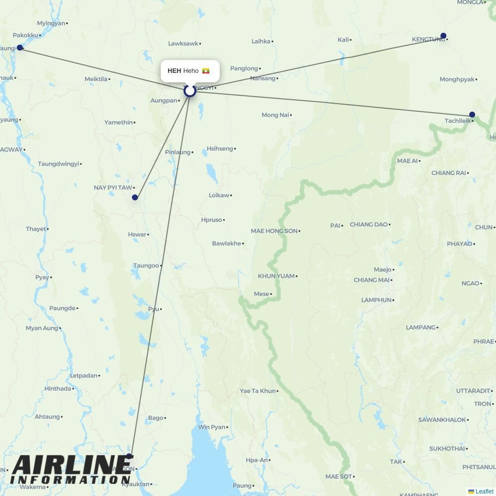 Mann Yadanarpon Airlines routes from HEH