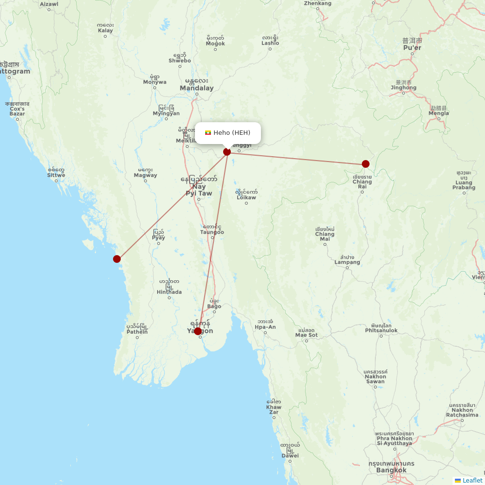 Mann Yadanarpon Airlines at HEH route map