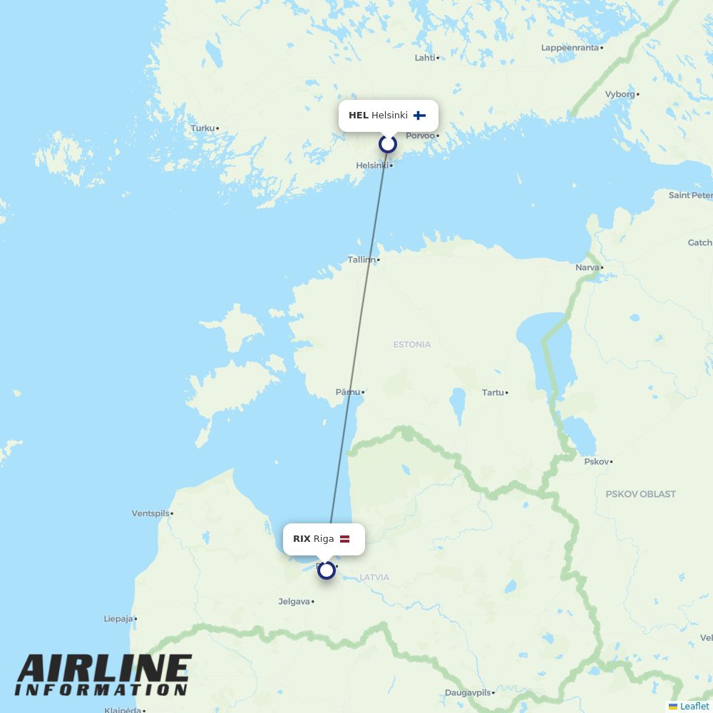 Air Baltic routes from HEL