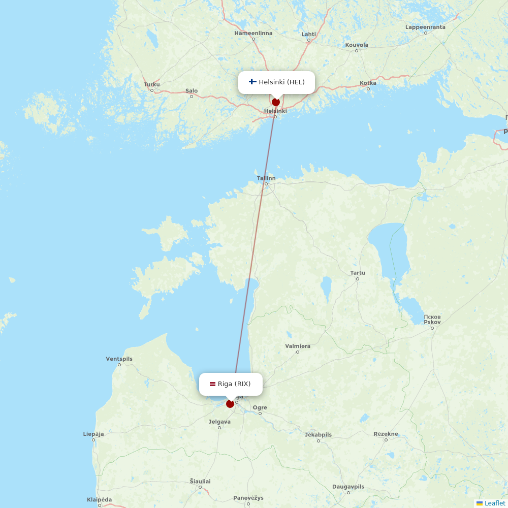 Air Baltic at HEL route map