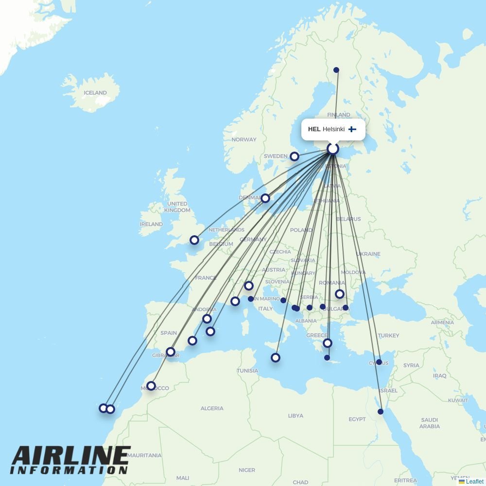 Norwegian Air Sweden routes from HEL