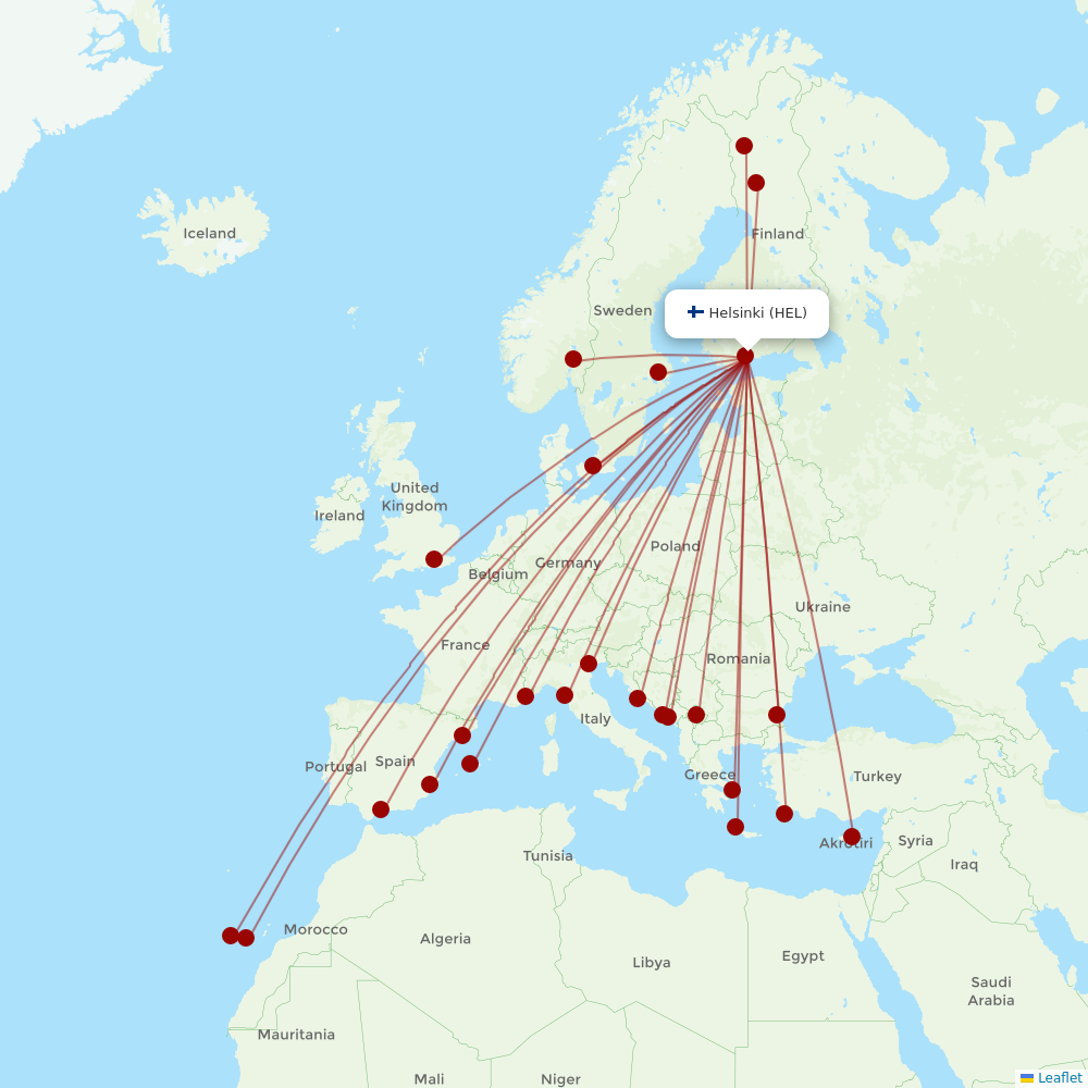Norwegian Air Intl at HEL route map