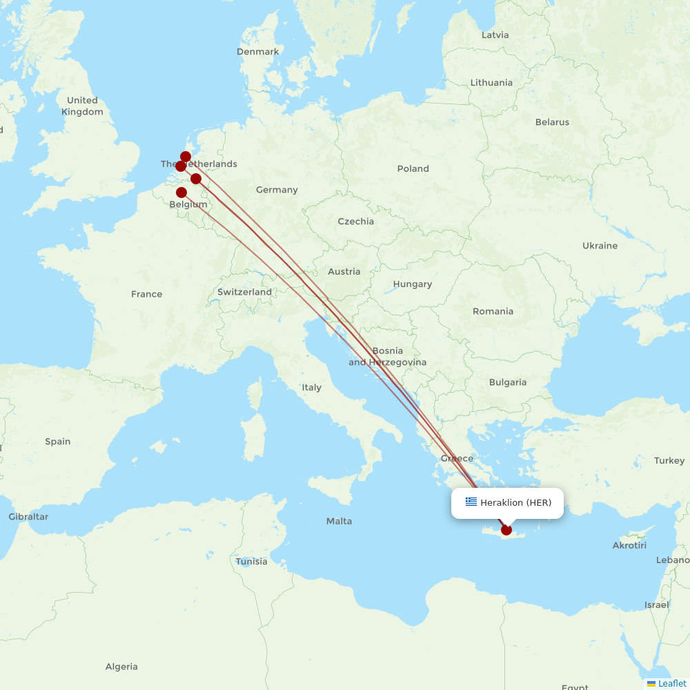 Transavia at HER route map
