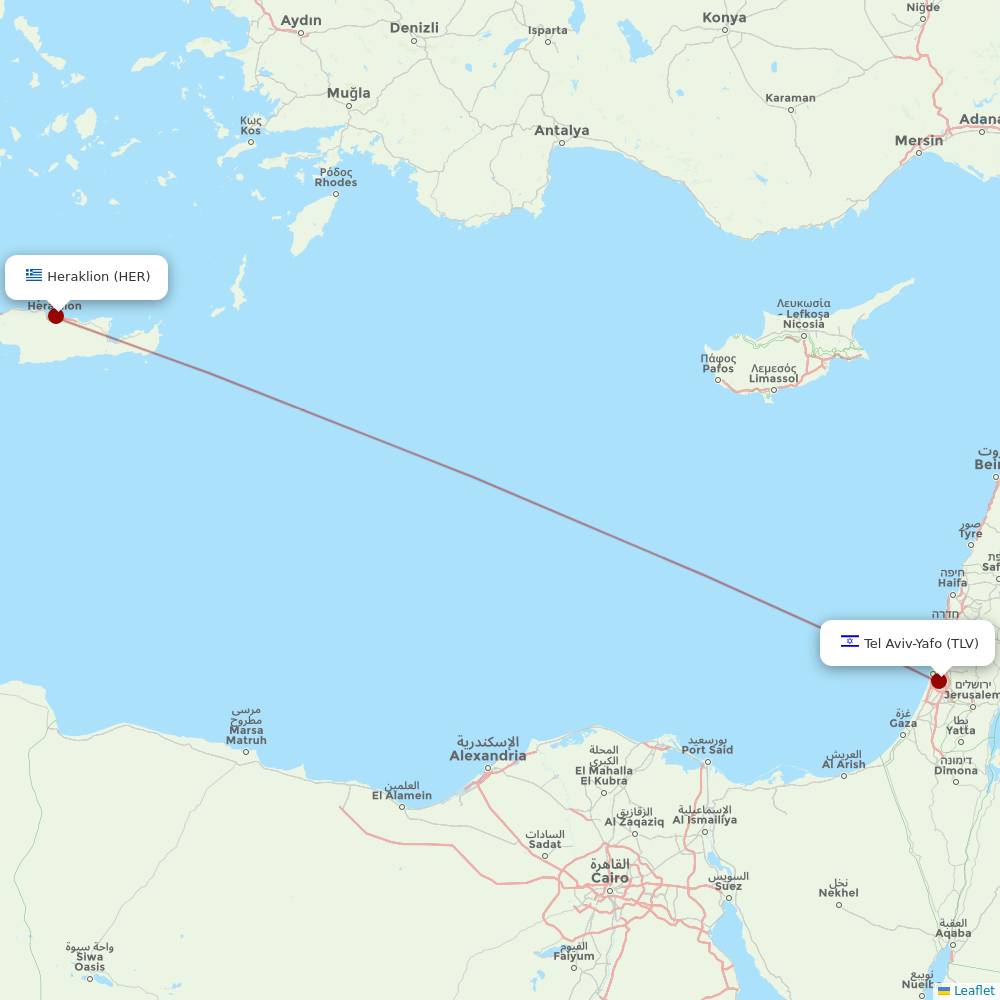 Arkia Israeli Airlines at HER route map