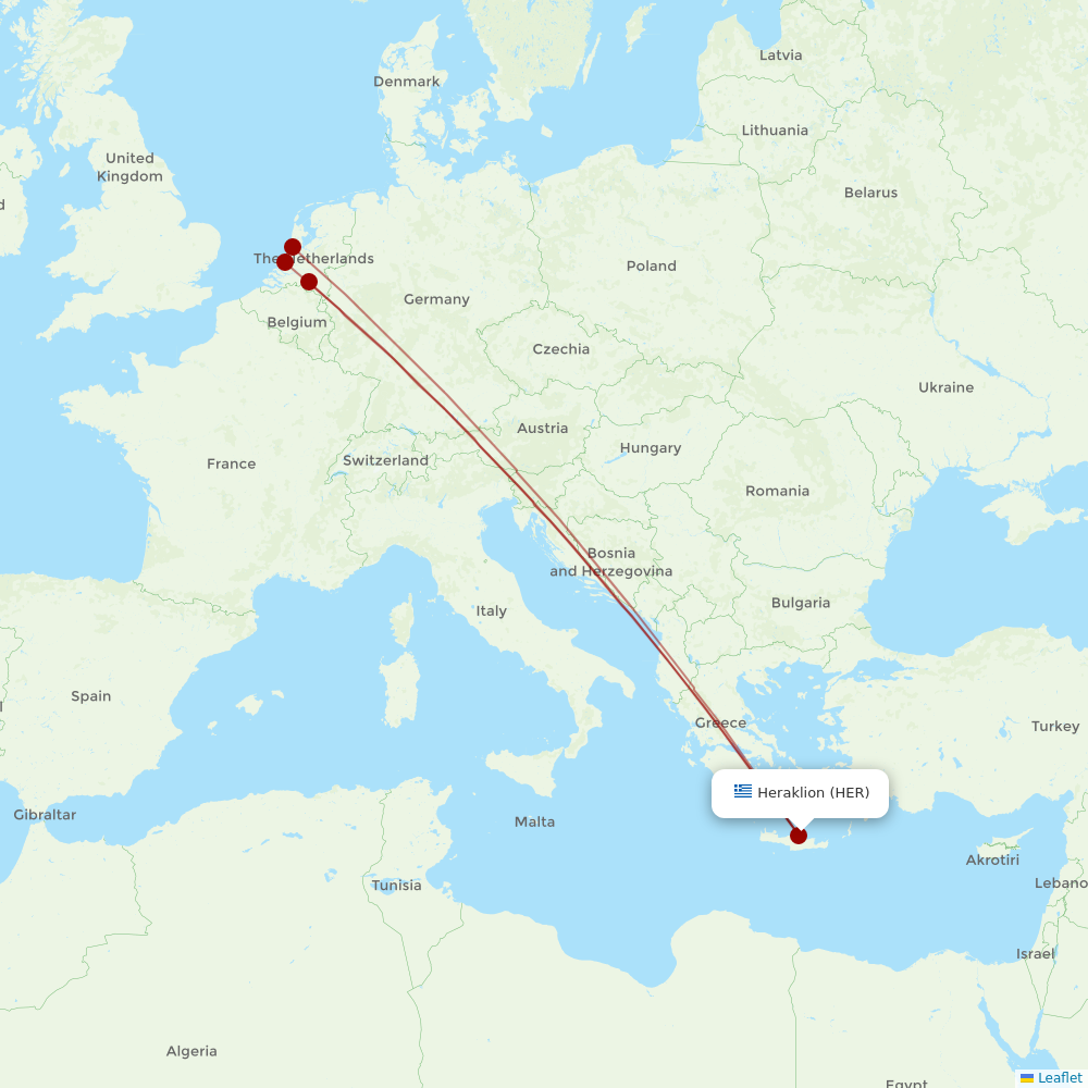 TUIfly Netherlands at HER route map