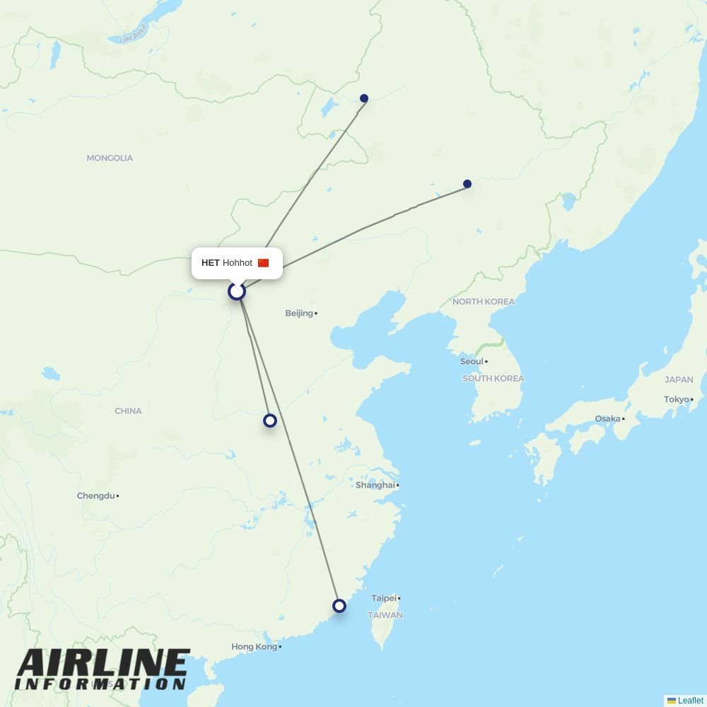 Fuzhou Airline routes from HET
