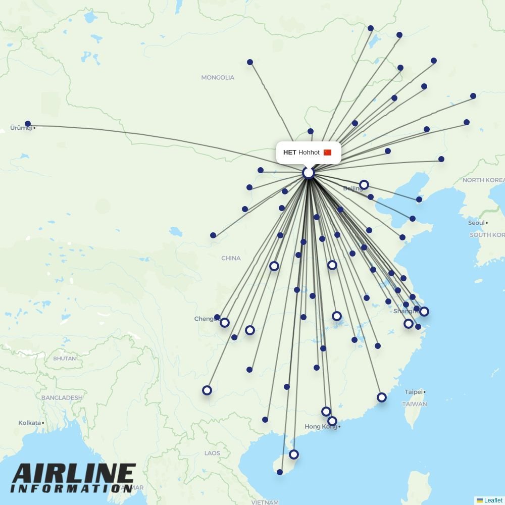 Hainan Airlines routes from HET