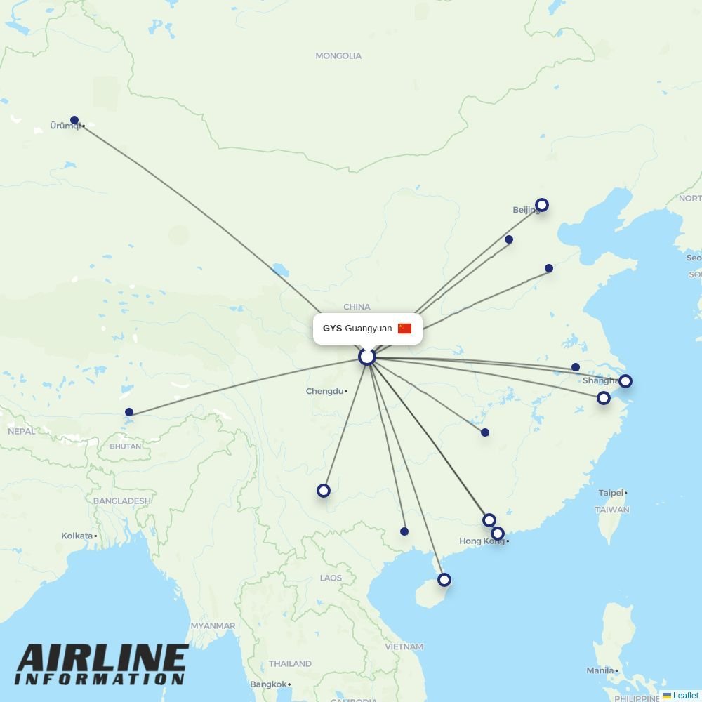Air China routes from HFE