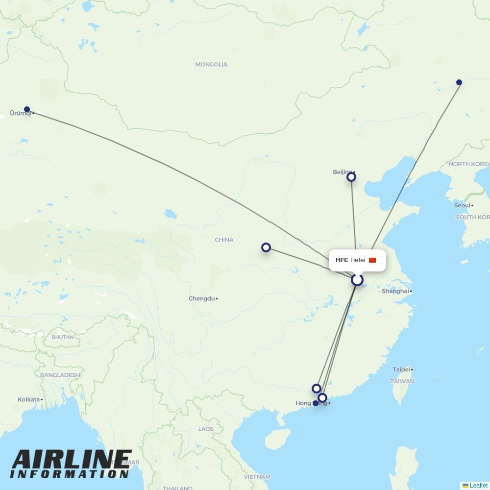 China Southern routes from HFE