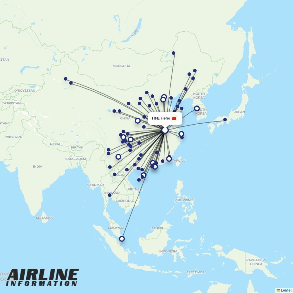 China Eastern routes from HFE