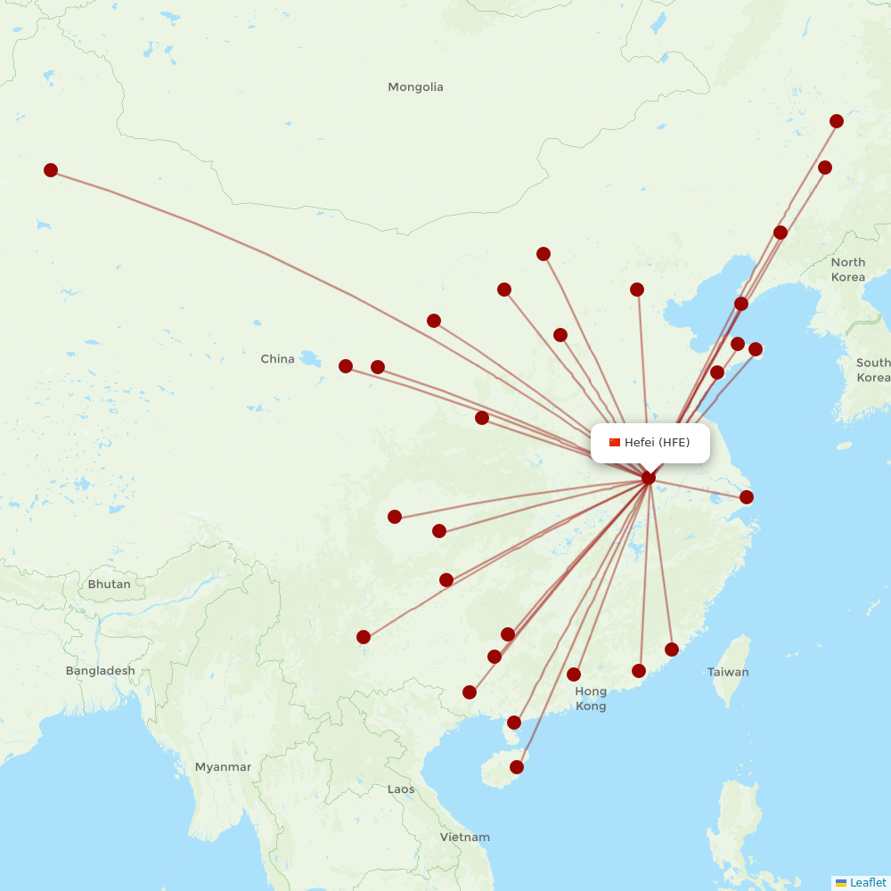 China Eastern at HFE route map