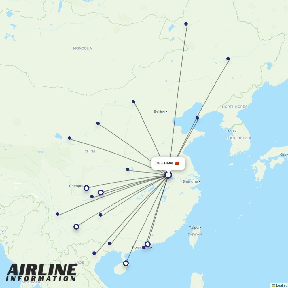 West Air (China) routes from HFE