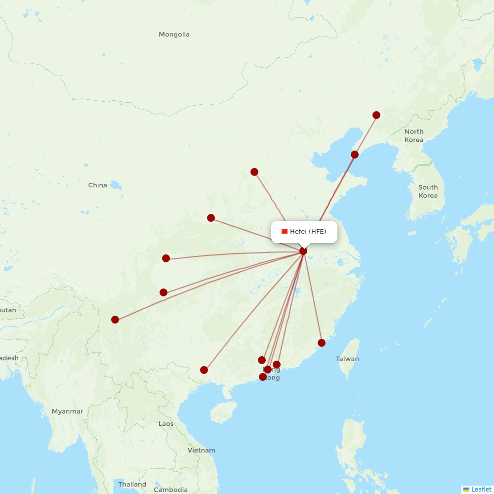 Shenzhen Airlines at HFE route map