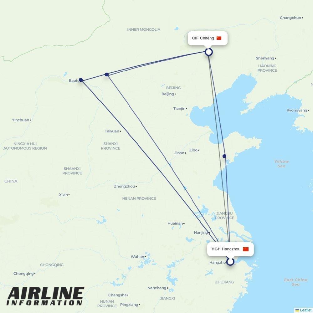 Airlines with flights from Hangzhou to Chifeng (HGH to CIF) | Airline ...