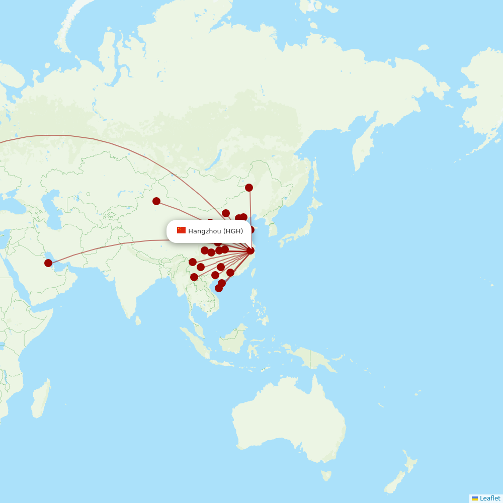 Beijing Capital Airlines at HGH route map