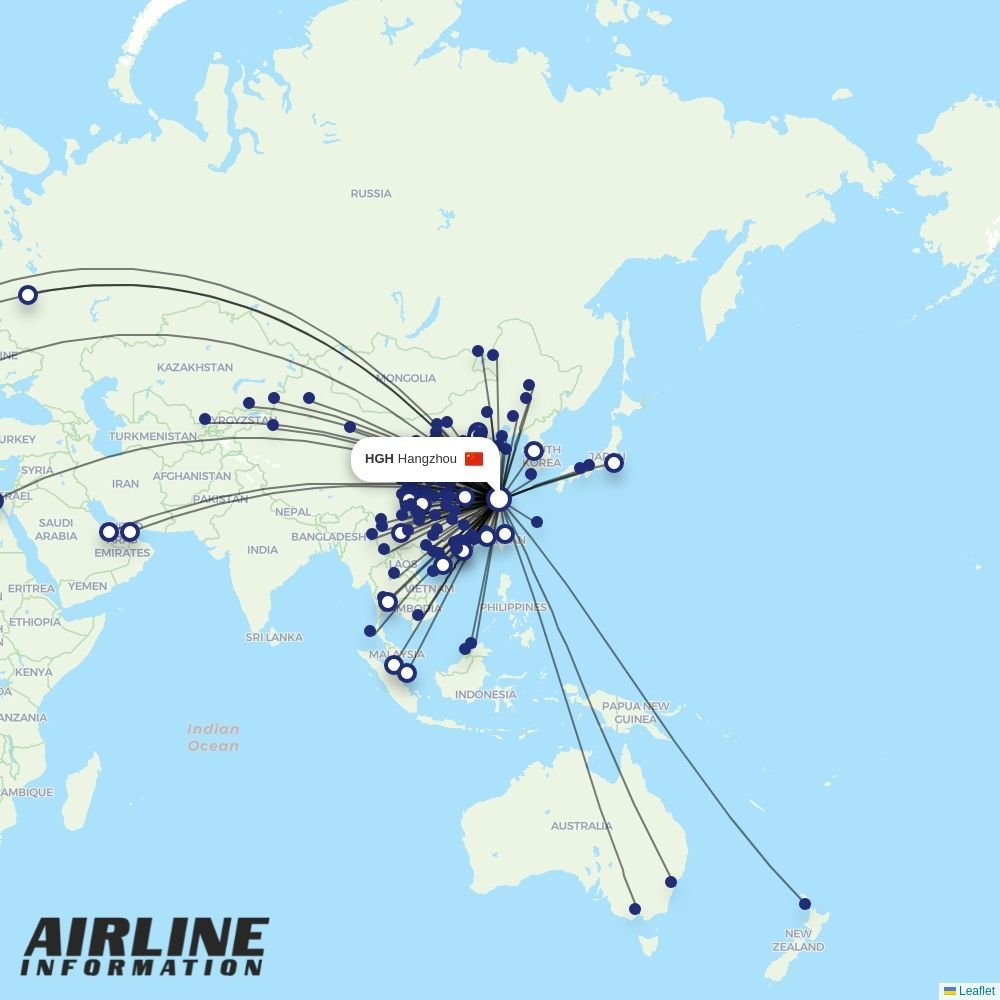 XiamenAir routes from HGH
