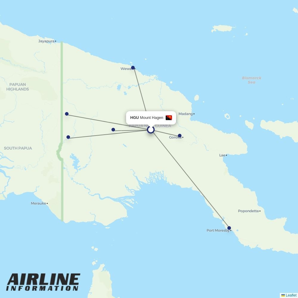 Air Niugini routes from HGU