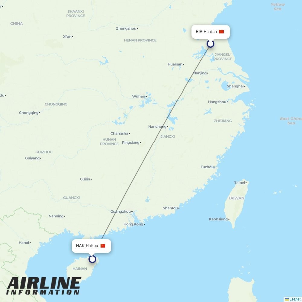 GX Airlines routes from HIA