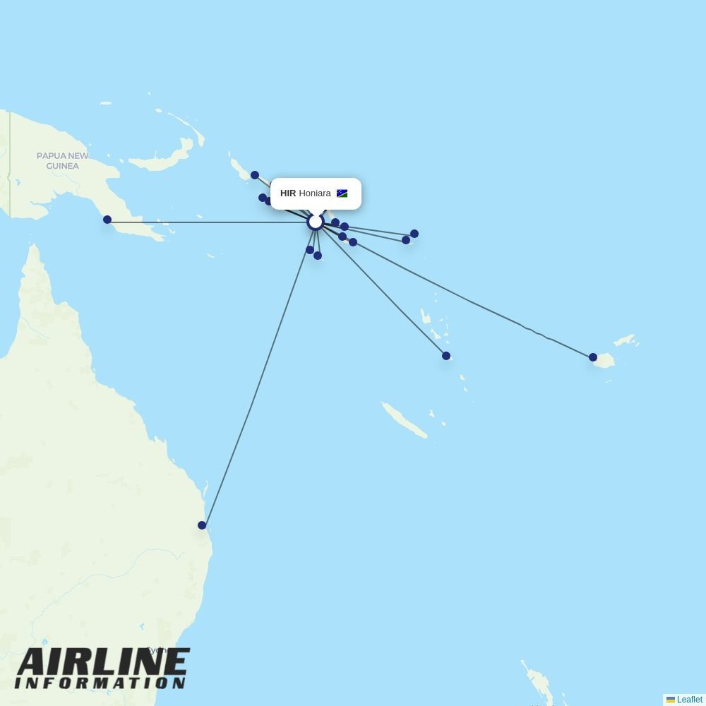 Air Niugini routes from HIR