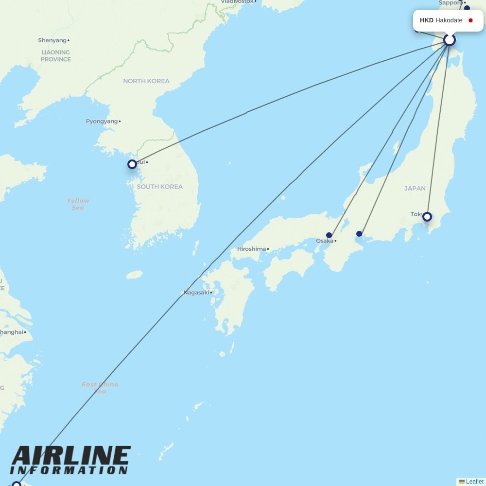 JAL routes from HKD