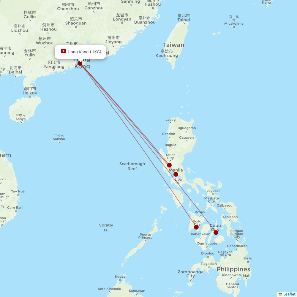 Cebu Pacific Air at HKG route map