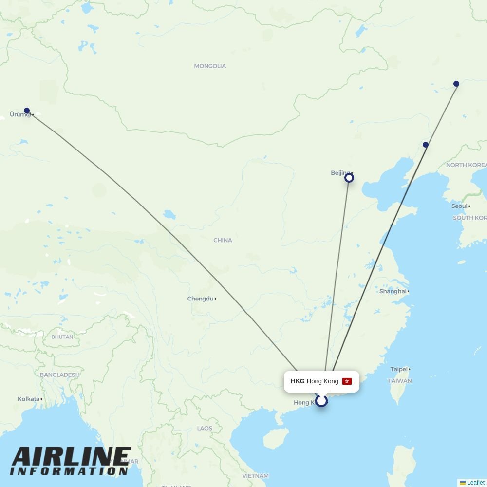 EVA Air routes from HKG