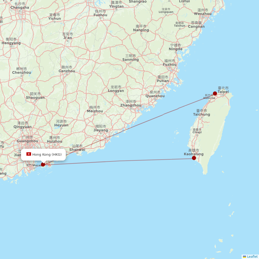 China Airlines at HKG route map