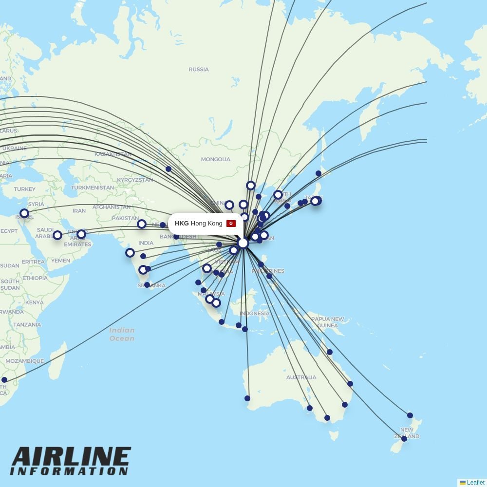 Cathay Pacific routes from HKG