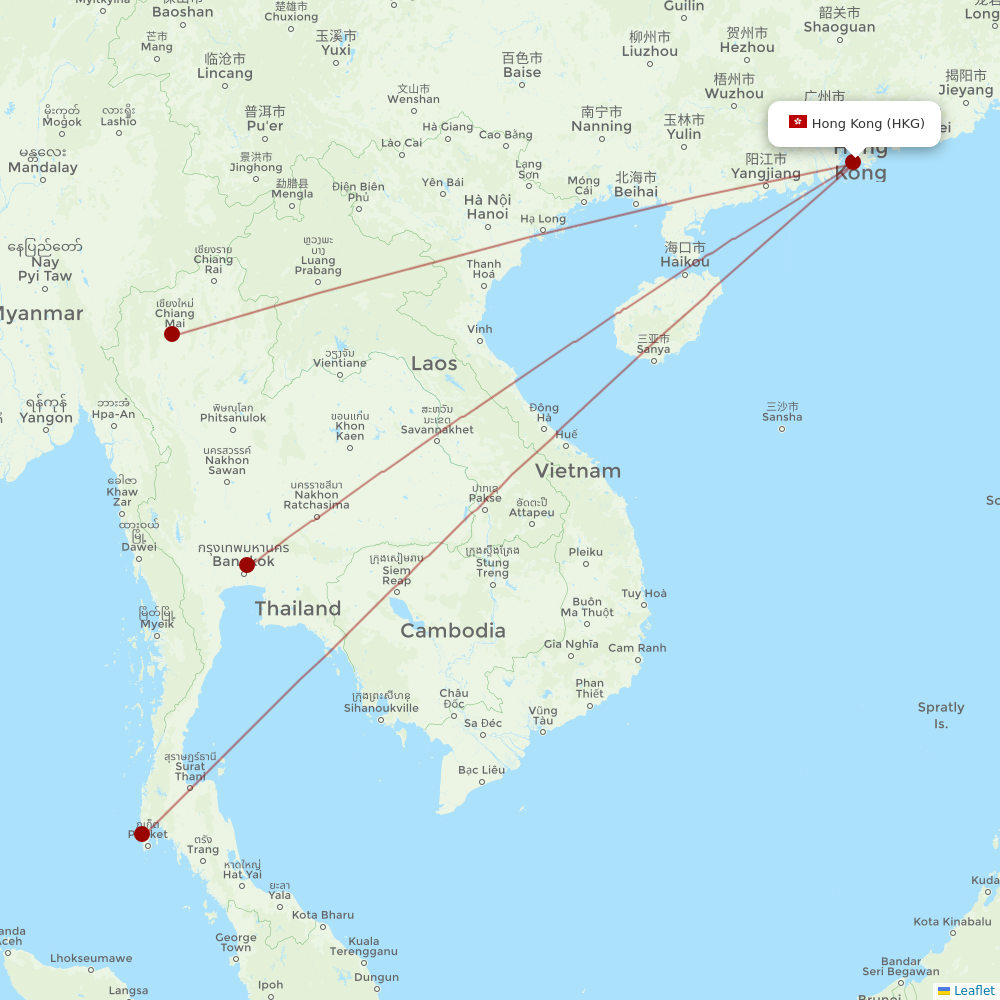Thai AirAsia at HKG route map